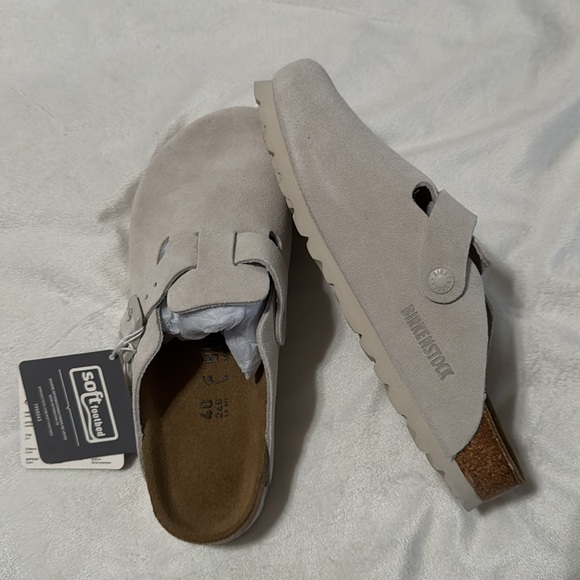 NWT Birkenstock Boston soft footbed suede antique white clogs, size 40 - Picture 4 of 4